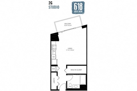 Studio 543 sq. ft.